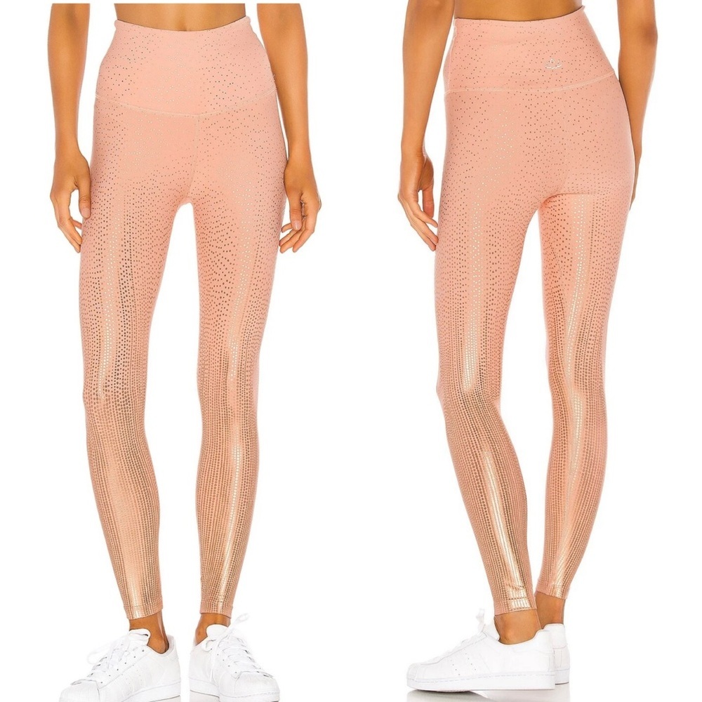 Beyond Yoga Womens Drip Dot High Waisted Leggings Sz XS Coral Gold Atheisure - Picture 1 of 9